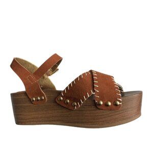 Cato Women's 2.5" Wedge Platform Strappy Sandals NEW Metal Studs Stitching, sz 7
